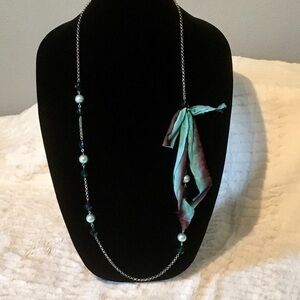 🌸Beaded necklace with ribbon💙